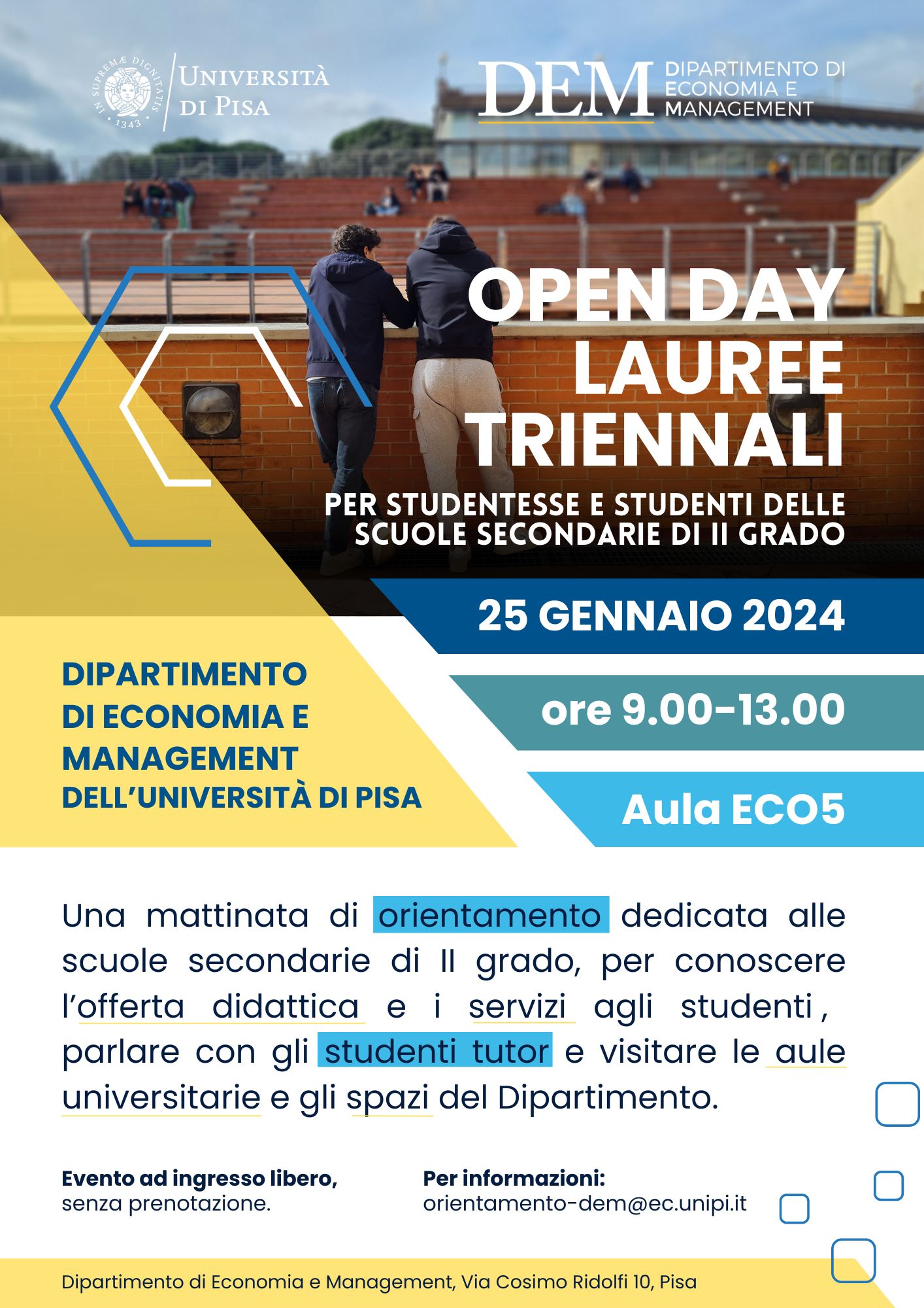 Open Day Economia Pisa Gennaio 2024